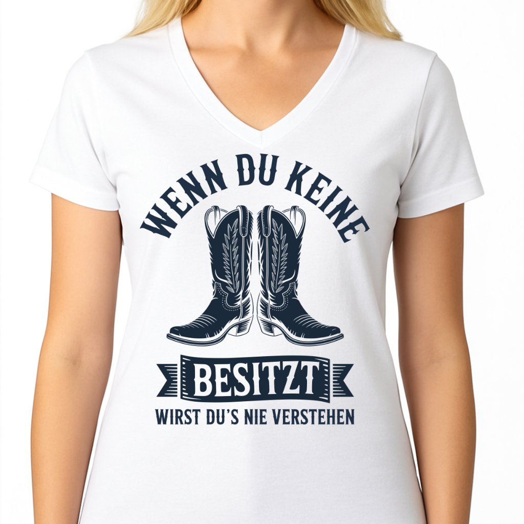 Rivaron - Damen Basic V-Neck T-Shirt