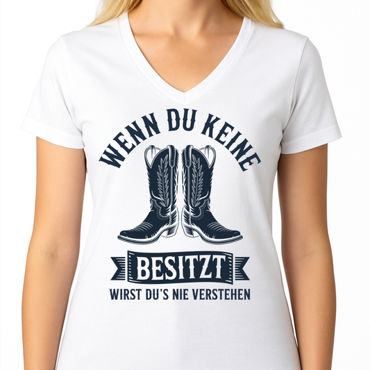 Rivaron - Damen Basic V-Neck T-Shirt