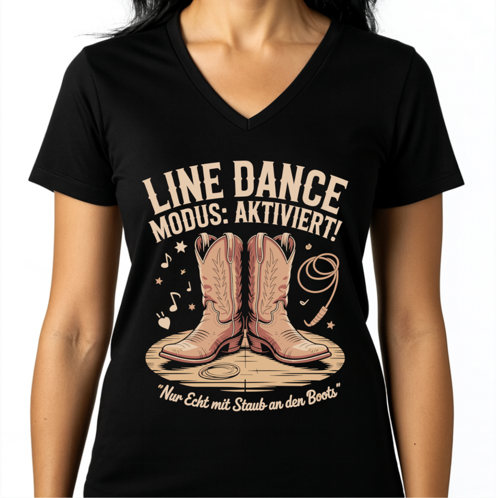 L Dance - Damen Basic V-Neck T-Shirt