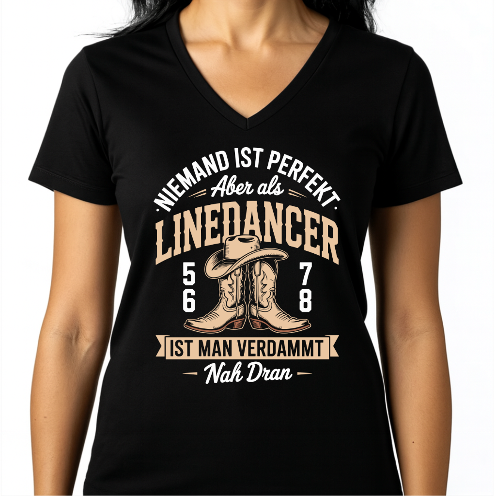 Lidan - Damen Basic V-Neck T-Shirt