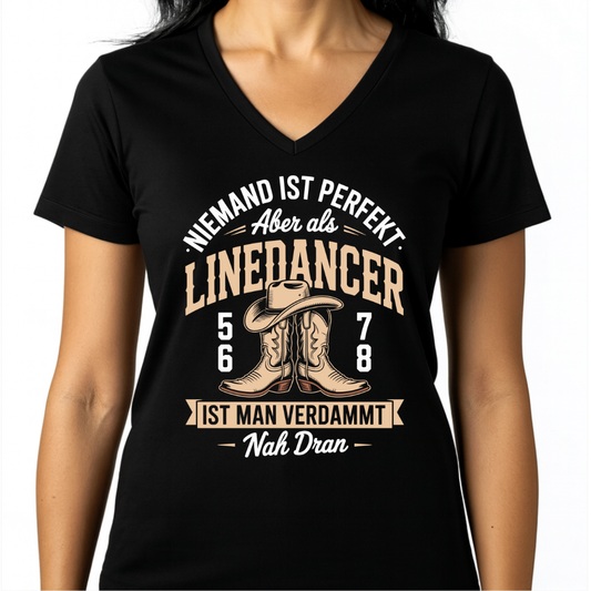 Lidan - Damen Basic V-Neck T-Shirt
