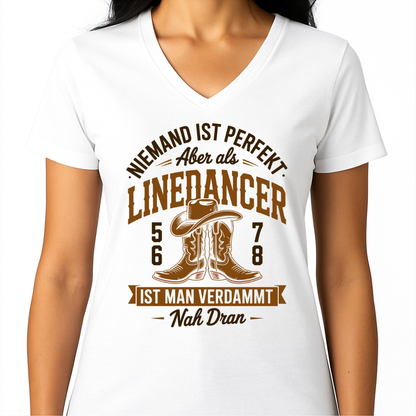 Lidan - Damen Basic V-Neck T-Shirt