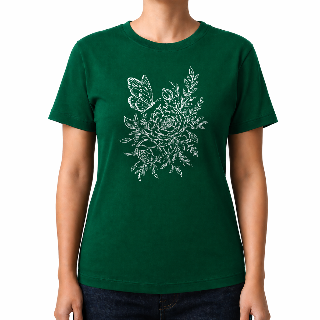 Pfingstrose & Schmetterling – Wander T-Shirt