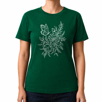 Pfingstrose & Schmetterling – Wander T-Shirt