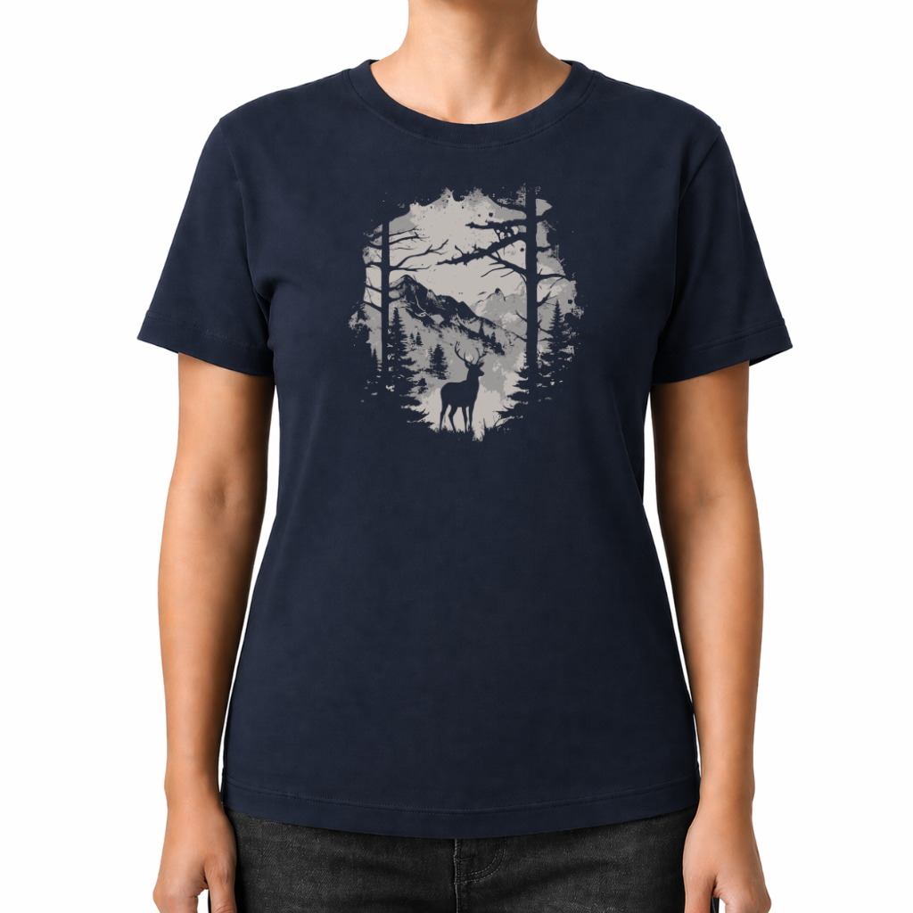 Hirsch im Wald– Wander T‑Shirt