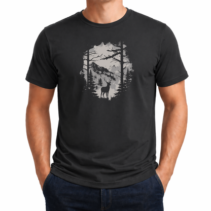 Hirsch im Wald– Wander T‑Shirt