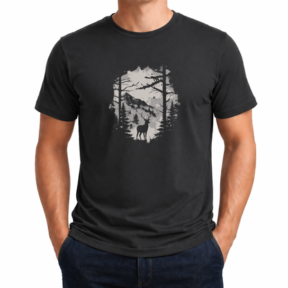 Hirsch im Wald– Wander T‑Shirt