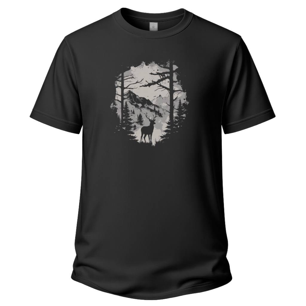 Hirsch im Wald– Wander T‑Shirt