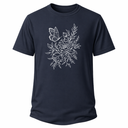 Pfingstrose & Schmetterling – Wander T-Shirt