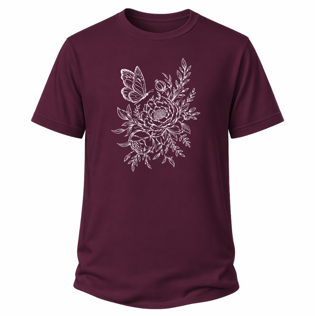 Pfingstrose & Schmetterling – Wander T-Shirt