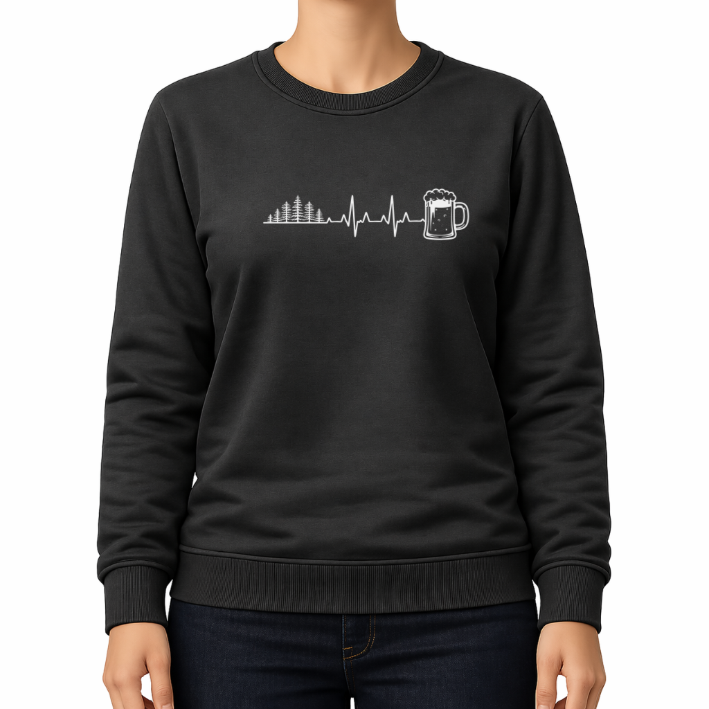 Herzschlag Wälder und Bier – Wander Sweatshirt