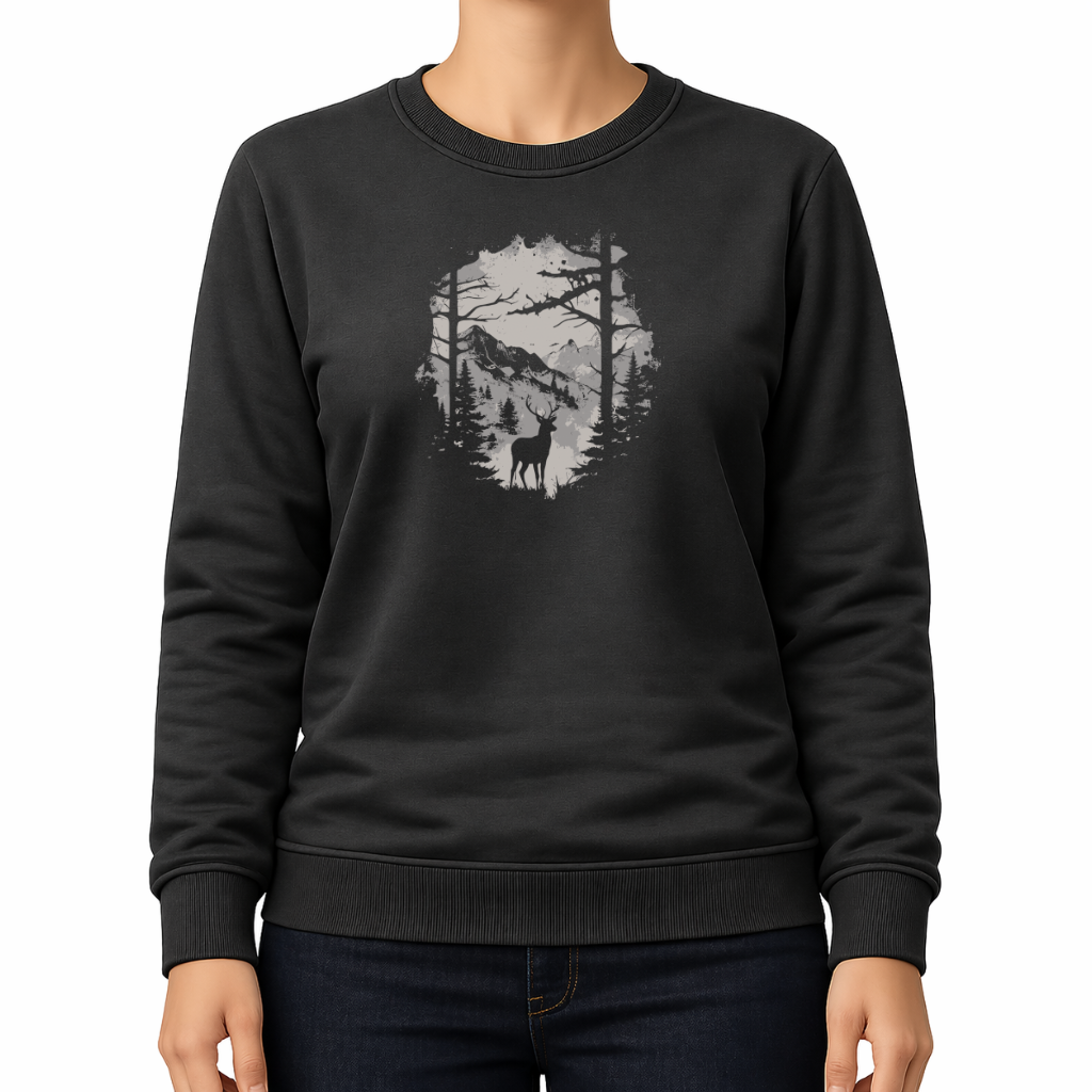 Hirsch im Wald – Wander Sweatshirt