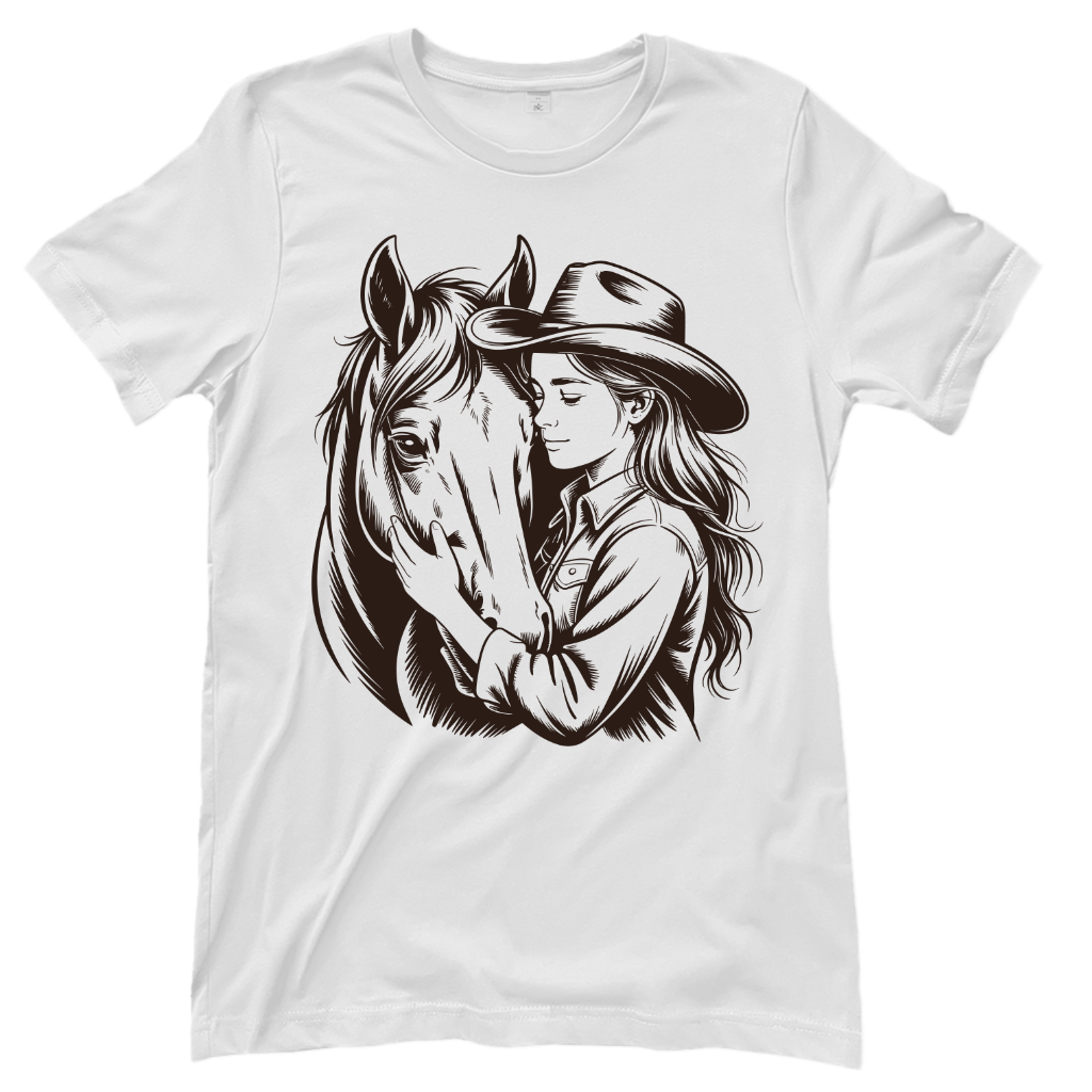 Cowgirl & Pferd – Western T‑Shirt
