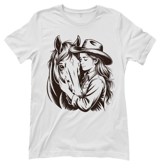 Cowgirl & Pferd – Western T‑Shirt