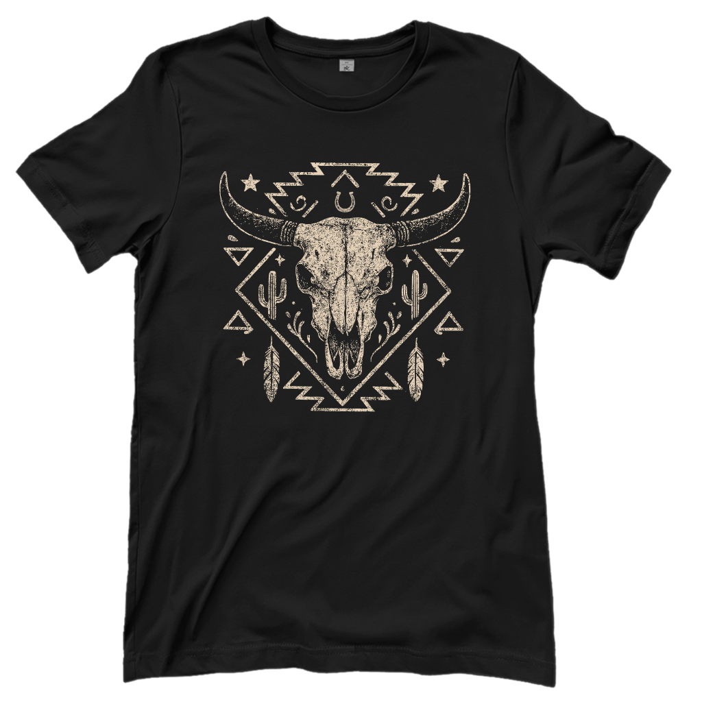 Schädelmotiv – Western T‑Shirt