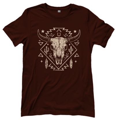 Schädelmotiv – Western T‑Shirt