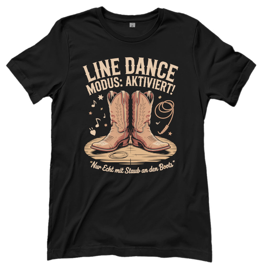 Schwarzes Line Dance T-Shirt mit Spruch Modus aktiviert