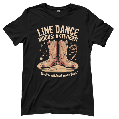 Schwarzes Line Dance T-Shirt mit Spruch Modus aktiviert