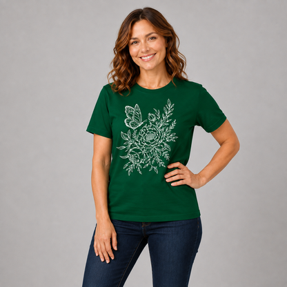 Pfingstrose & Schmetterling – Wander T-Shirt
