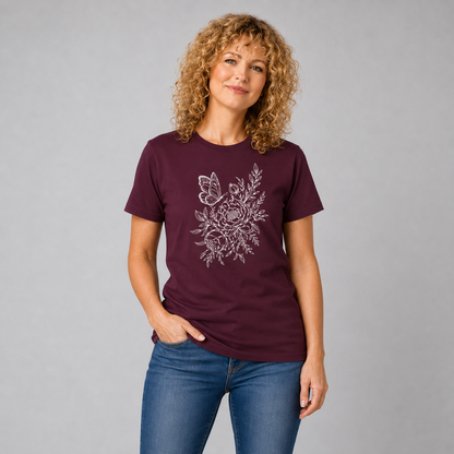 Pfingstrose & Schmetterling – Wander T-Shirt