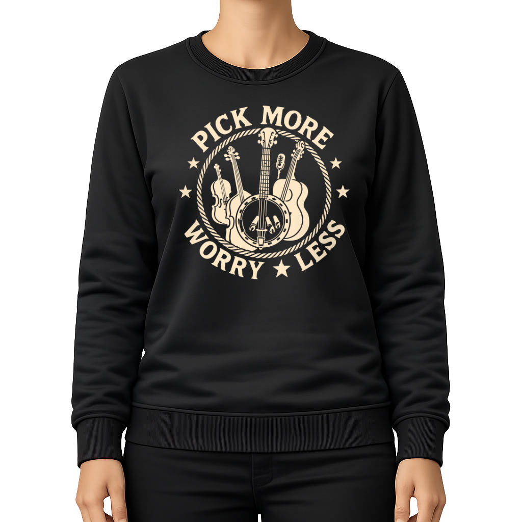 Pick More Worry Less – Countrymusik Sweatshirt