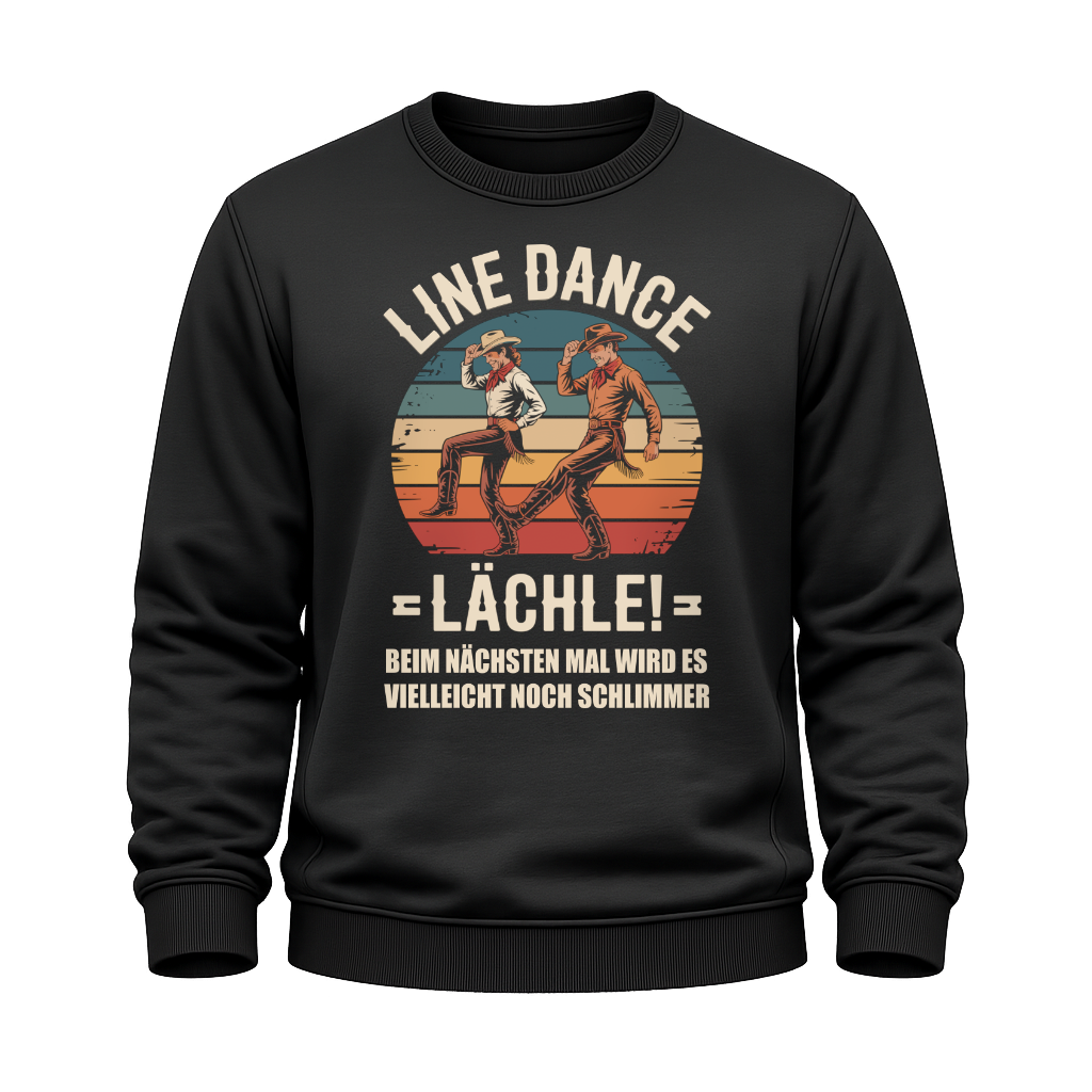 Schwarzes Line Dance Sweatshirt mit Spruch Lächle!