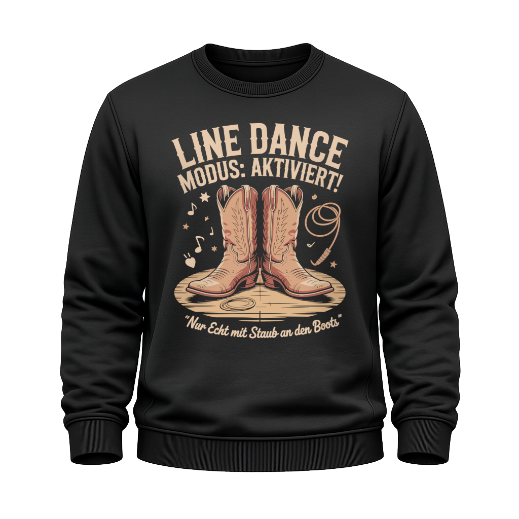 Schwarzes Line Dance Sweatshirt mit Spruch Modus aktiviert