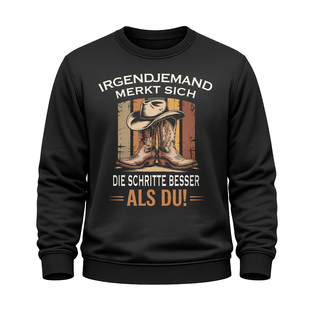 Schwarzes Line Dance Sweatshirt mit Spruch Schritte besser