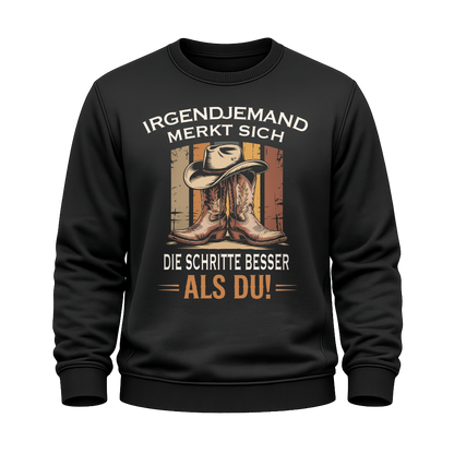 Schwarzes Line Dance Sweatshirt mit Spruch Schritte besser