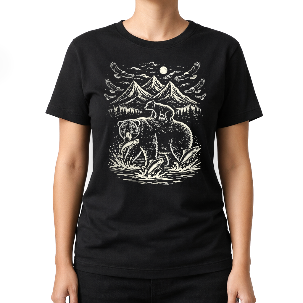 Bärenmotiv – Western T‑Shirt