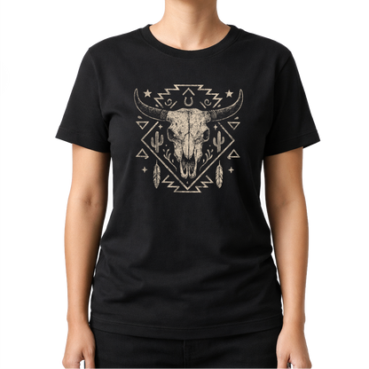 Schädelmotiv – Western T‑Shirt
