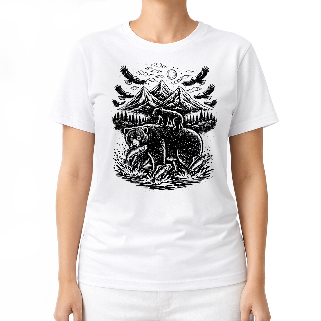 Bärenmotiv – Western T‑Shirt