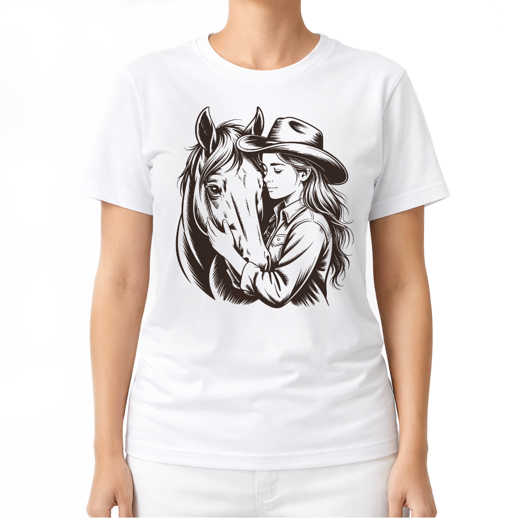 Cowgirl & Pferd – Western T‑Shirt