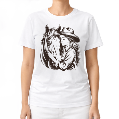 Cowgirl & Pferd – Western T‑Shirt