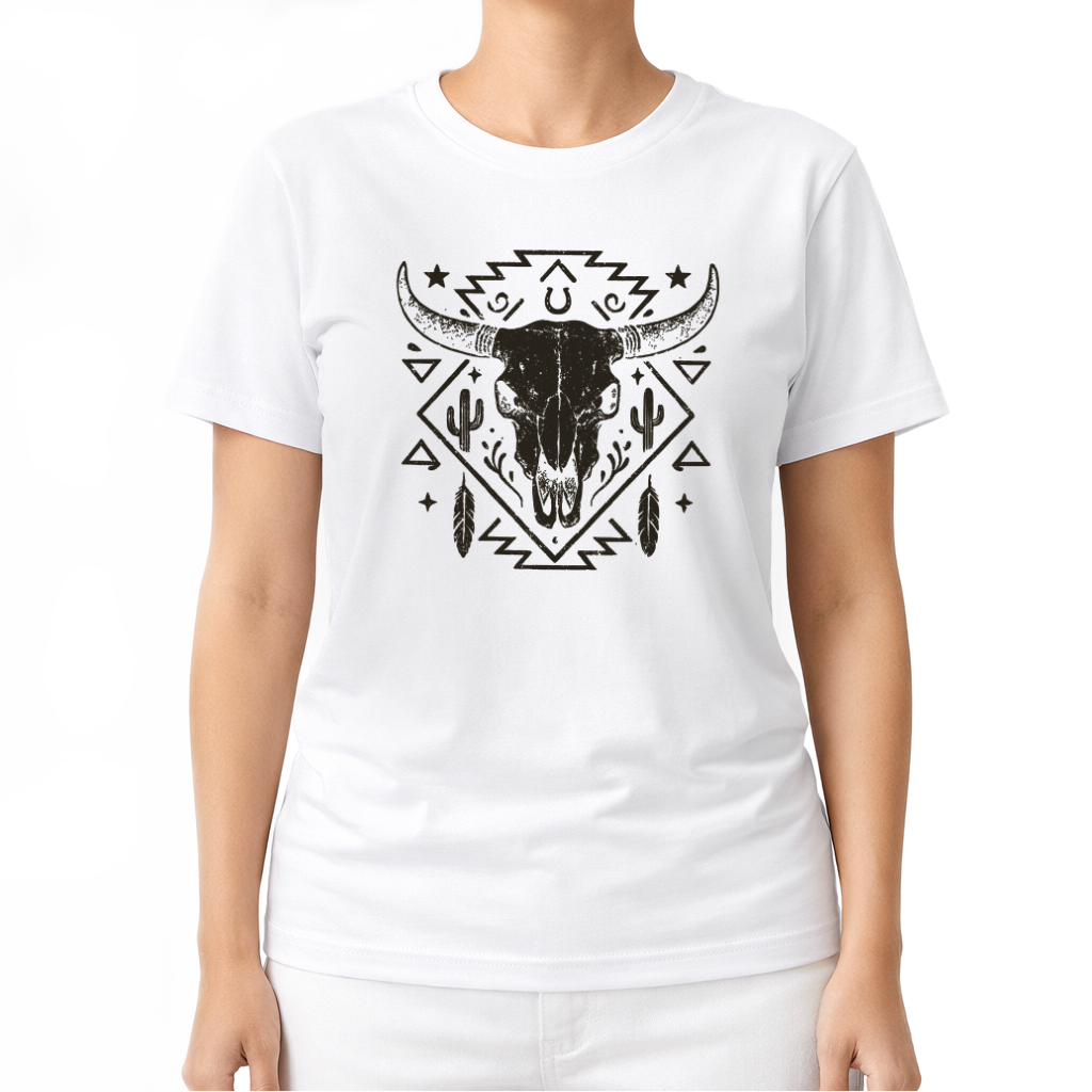 Schädelmotiv – Western T‑Shirt