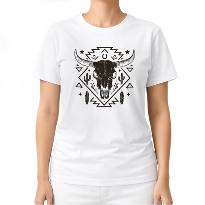 Schädelmotiv – Western T‑Shirt