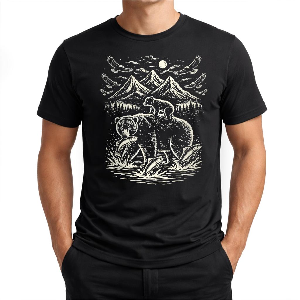 Bärenmotiv – Western T‑Shirt
