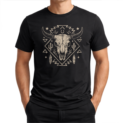 Schädelmotiv – Western T‑Shirt