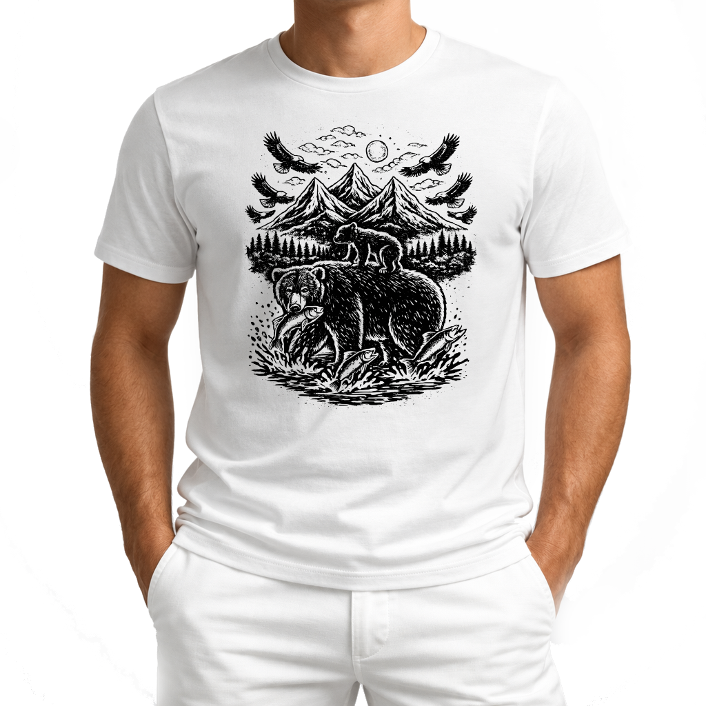Bärenmotiv – Western T‑Shirt
