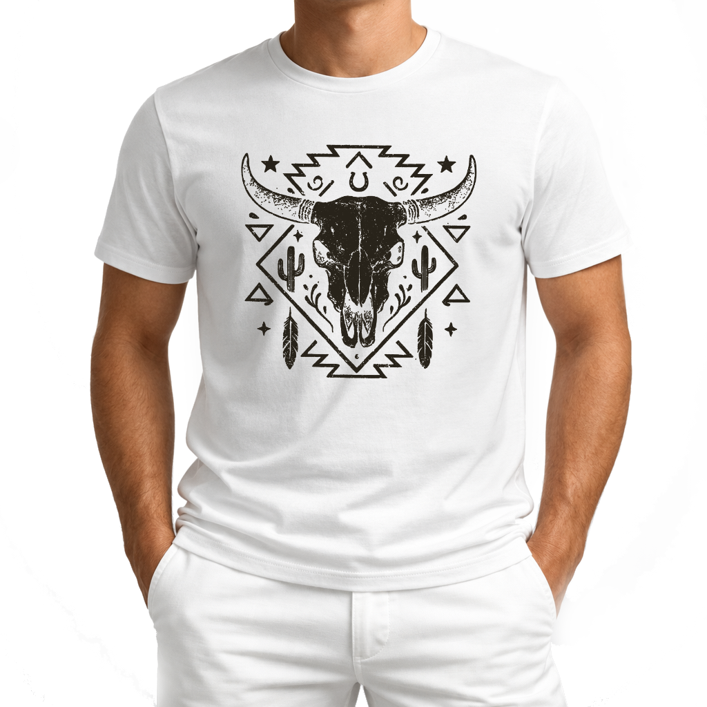 Schädelmotiv – Western T‑Shirt