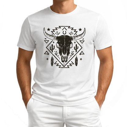 Schädelmotiv – Western T‑Shirt