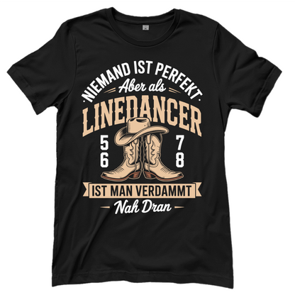 Schwarzes Line Dance T-Shirt mit Spruch Niemand ist perfekt