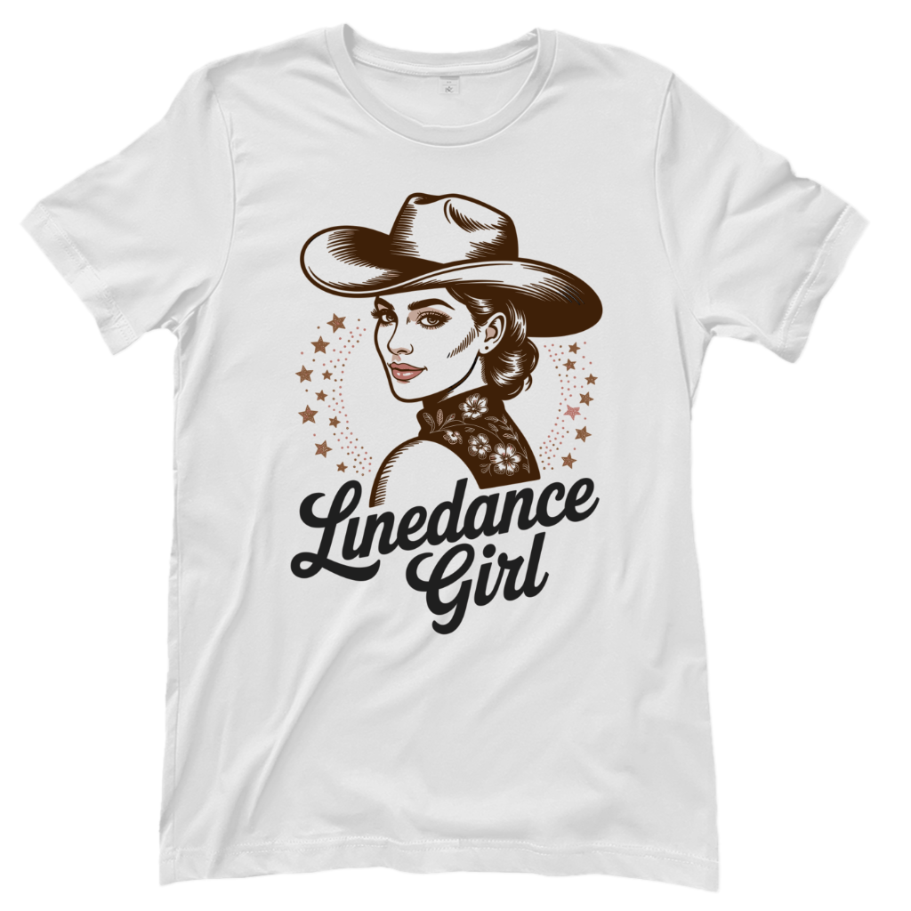 weißes Line Dance T-Shirt mit Spruch Linedance Girl