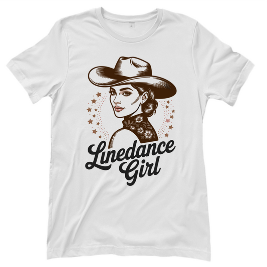 weißes Line Dance T-Shirt mit Spruch Linedance Girl